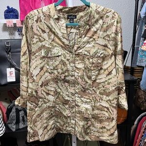 Erika Beige, Olive and Brown Camo Shirt Jacket